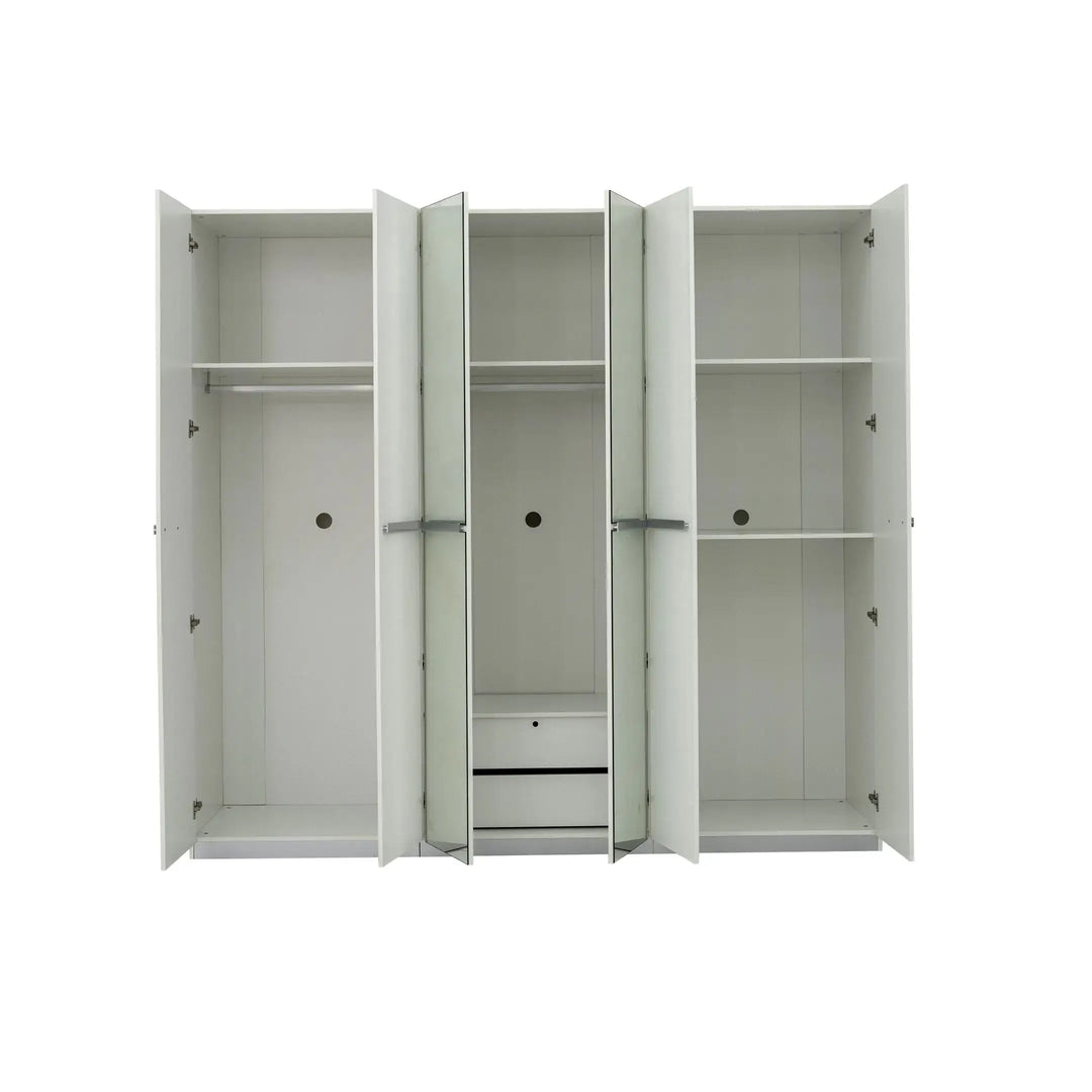 6 Door Wardrobe - White