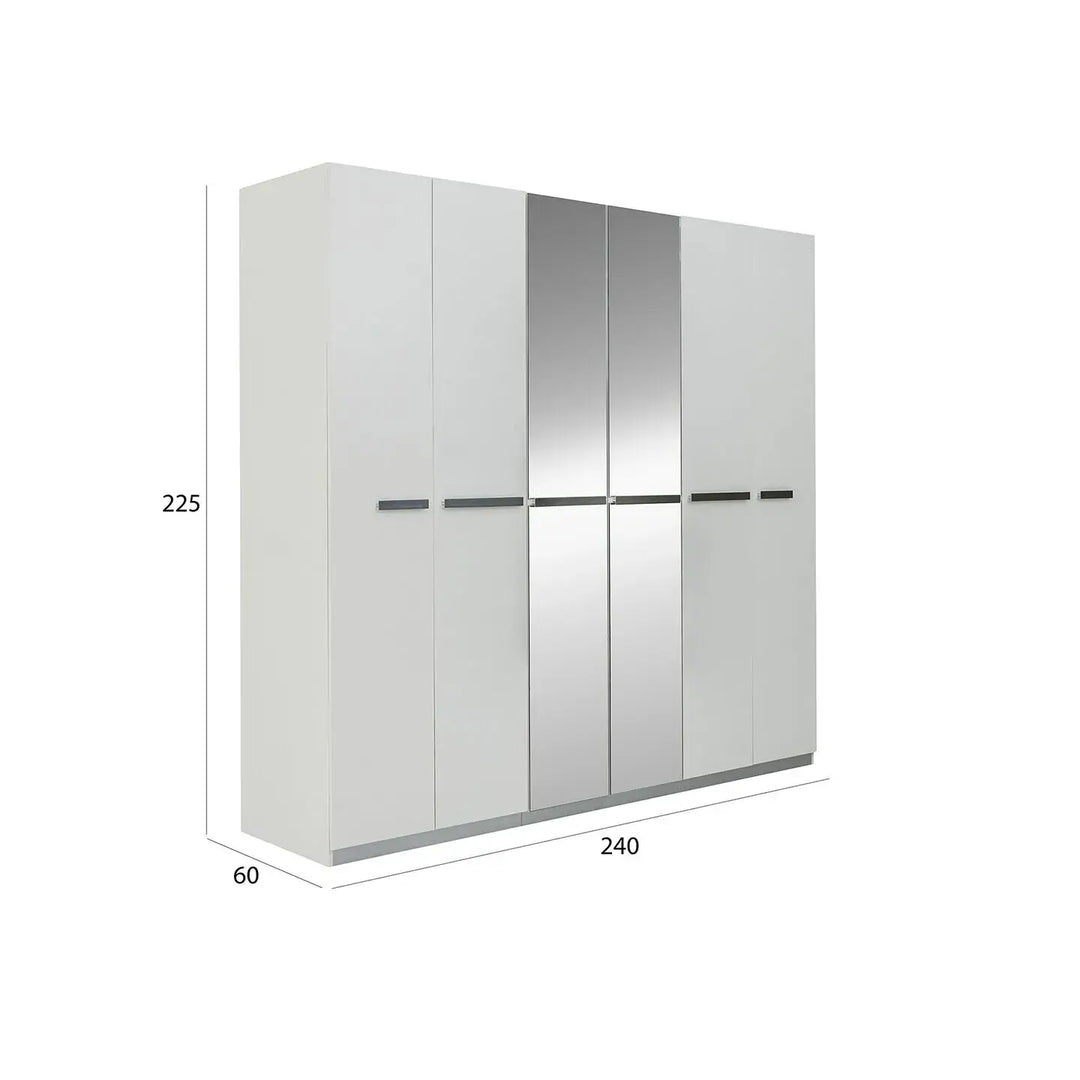 6 Door Wardrobe - White