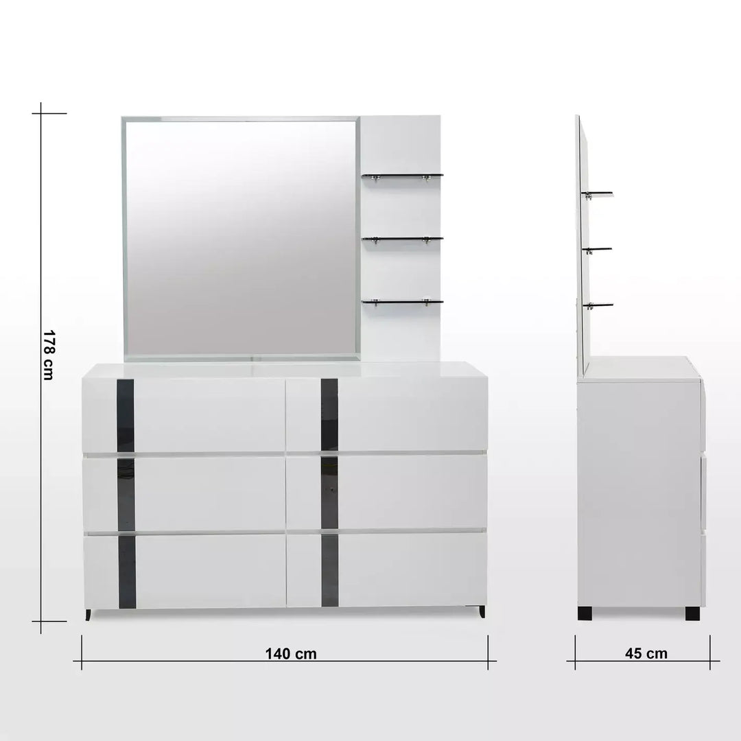 6-Drawer Dresser with Mirror, Engineered Wood For Modern Bedrooms-GCC Home Center