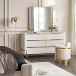 Load image into Gallery viewer, 6-Drawer Dresser with Mirror, Modern Vanity Table With Gold Metal Legs-GCC Home Center
