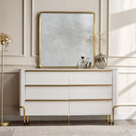 Load image into Gallery viewer, 6-Drawer Dresser with Mirror, Modern Vanity Table With Gold Metal Legs-GCC Home Center