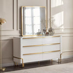Load image into Gallery viewer, 6-Drawer Dresser with Mirror, Modern Vanity Table With Gold Metal Legs-GCC Home Center