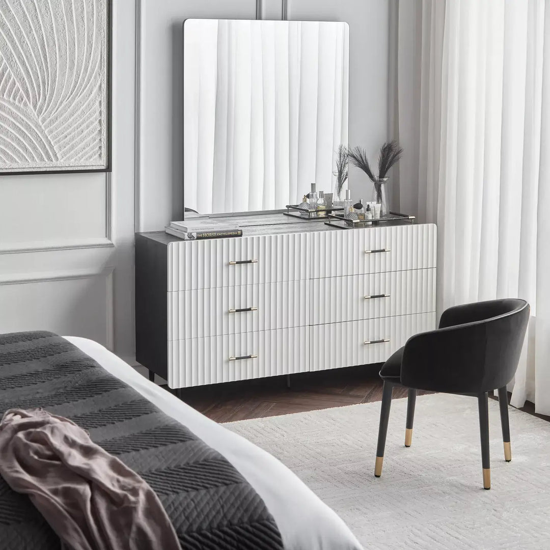 6-Drawer Dresser with Mirror, Modern Wood Dressing Table-GCC Home Center