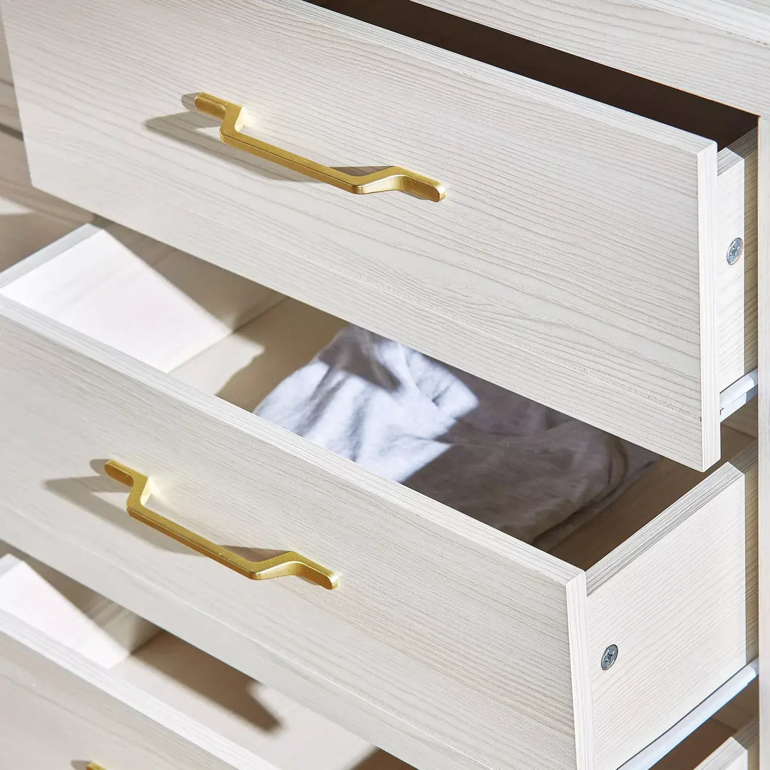 6-Drawer Dresser with Mirror, Sleek And Modern Design Vanity Table-GCC Home Center