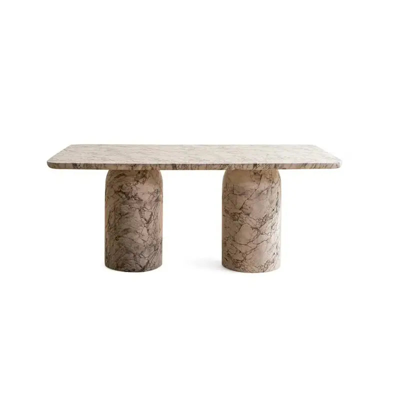 6 Seater Concrete Dining Table – White Grey