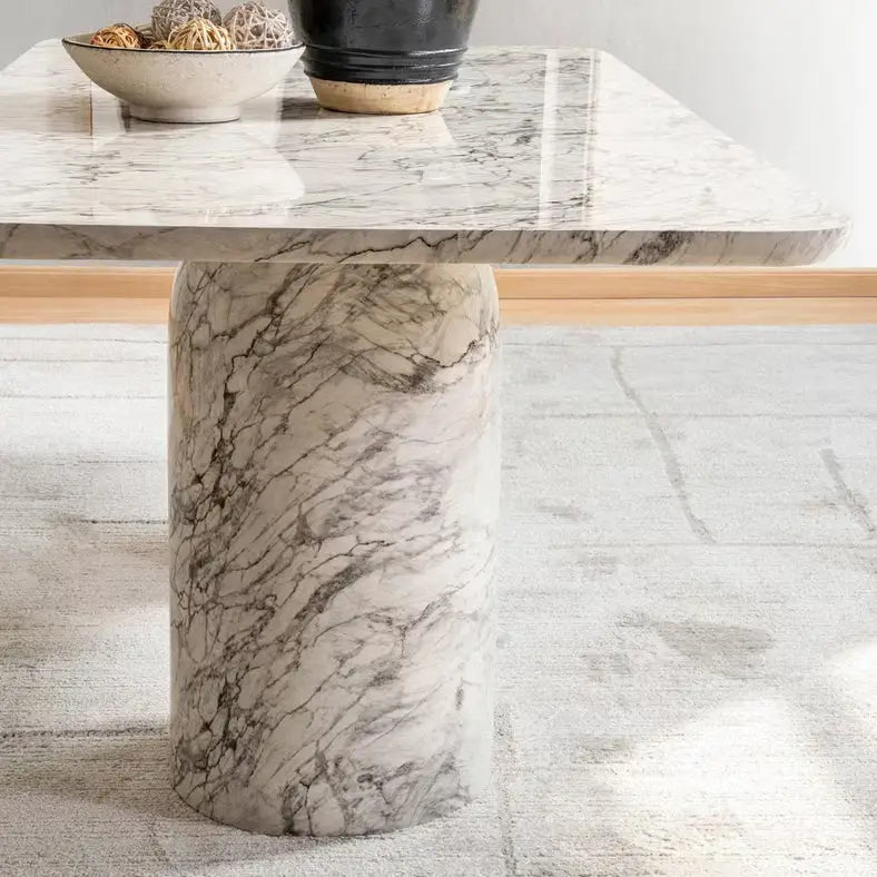 6 Seater Concrete Dining Table – White Grey