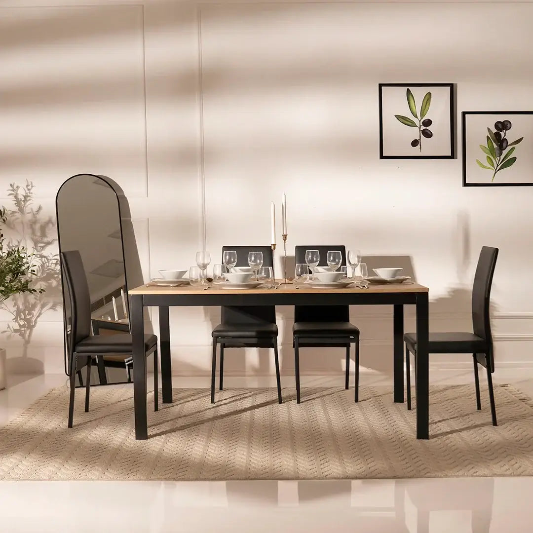 6-Seater Dining Set – Black
