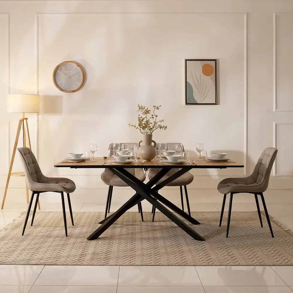 6-Seater Dining Set – Oak & Grey