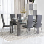 Load image into Gallery viewer, 6-Seater Dining Set – Tempered Glass &amp; Faux Leather