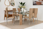 Load image into Gallery viewer, 6-Seater Dining Set – Tempered Glass &amp; Faux Leather