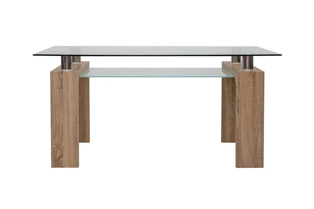 6-Seater Dining Set – Tempered Glass & Faux Leather
