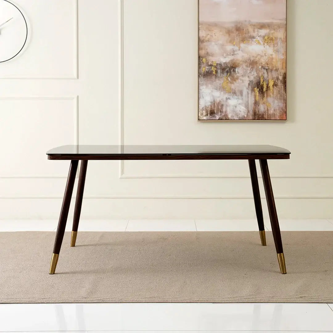6-Seater Dining Set – Walnut & Black