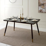 Load image into Gallery viewer, 6-Seater Dining Set – Walnut &amp; Black