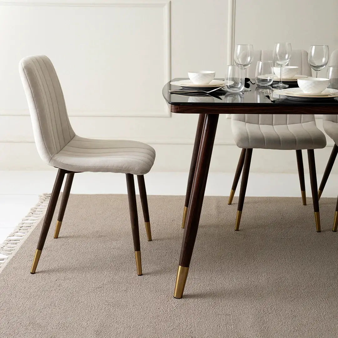 6-Seater Dining Set – Walnut & Black