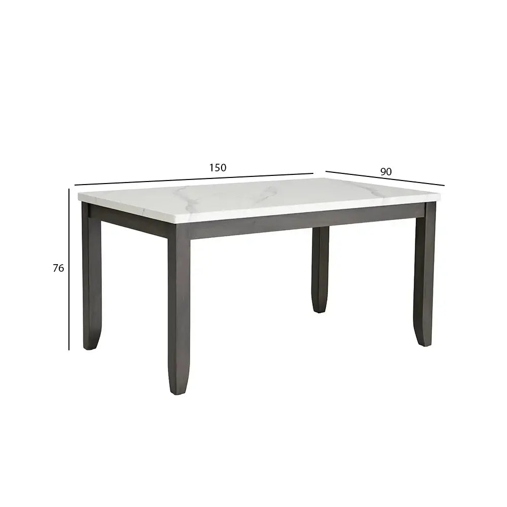 6-Seater Dining Set – White & Antique Grey
