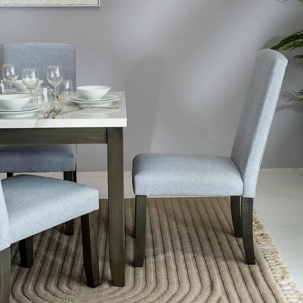 6-Seater Dining Set – White & Antique Grey