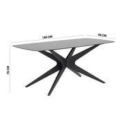 6-Seater Glass Top Dining Set – Black & Beige