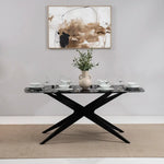 Load image into Gallery viewer, 6-Seater Glass Top Dining Set – Black &amp; Beige
