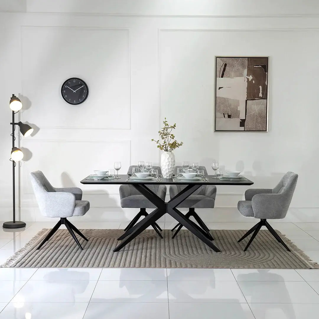 6-Seater Sintered Stone Top Dining Set – Grey