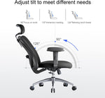 Load image into Gallery viewer, Ergonomic Desk Chair, Swivel Chair With Adjustable Lumbar Support, Headrest And Armrest, Height Adjustment and Rocker Function, Back-Friendly Office Chair, Load Capacity: up to 150 kg
