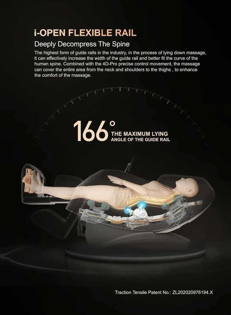 Organized Home Massage Chair A550 With Voice Control i-OPEN flexible guide rail 4D-Pro precision movement Dual intelligent detection Electric calf telescopic 3D all-inclusive air bag for foot (Black)