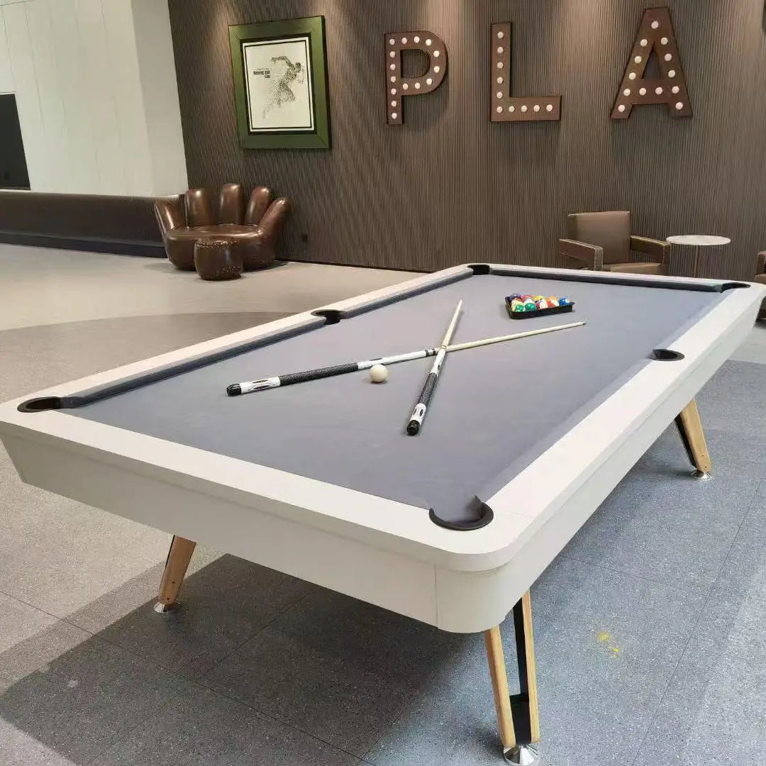 7-ft 3 IN 1 Professional Billiard Pool Tables with Full Accessory Pool Table with Table Tennis Top - White with Grey Felt