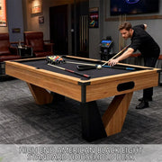 7 ft Pool Table with Wood Finish - Billiards Game Room Table for Adults & Family Billiard Table with Rustic Wood Finish