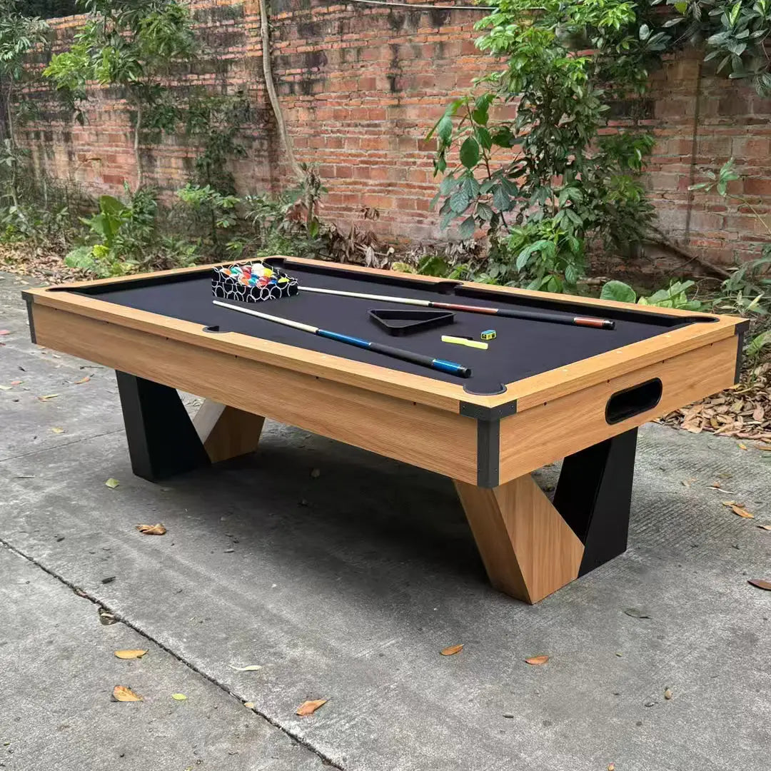 7 ft Pool Table with Wood Finish - Billiards Game Room Table for Adults & Family Billiard Table with Rustic Wood Finish