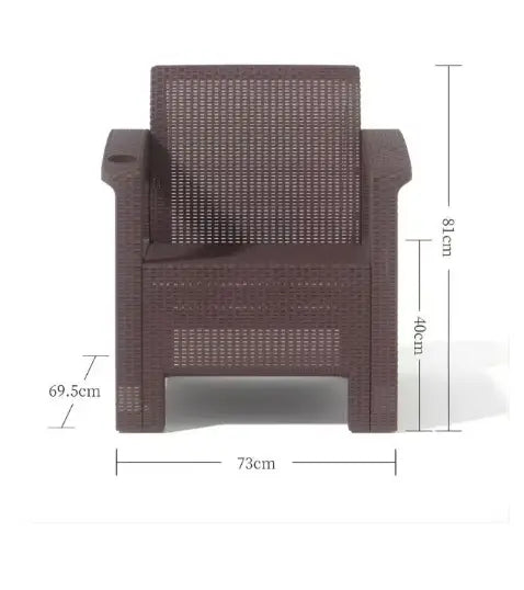 7-Seater Outdoor Sofa Set, Dark Brown Plastic with Rattan Design Modern Style, Beige Cushions and Coffee Table, Ideal for Gardens, Patios, Balconies, and Poolside Areas
