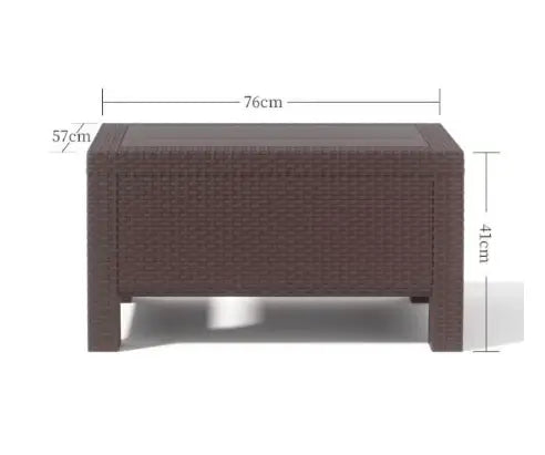 7-Seater Outdoor Sofa Set, Dark Brown Plastic with Rattan Design Modern Style, Beige Cushions and Coffee Table, Ideal for Gardens, Patios, Balconies, and Poolside Areas