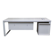 Modern Executive Office Table With Metal Frames And Legs - Matt White-GCC Home Center
