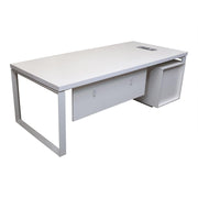 Modern Executive Office Table With Metal Frames And Legs - Matt White-GCC Home Center