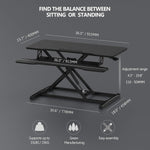 Load image into Gallery viewer, Height Adjustable Standing Desk 32” Wide Sit to Stand Converter Stand Up Desk Tabletop Workstation for Laptops Dual Monitor Riser Black SD309101WB