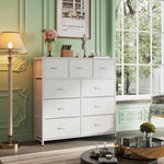 Load image into Gallery viewer, 9-Drawer Fabric Storage Dresser – Storage Cabinet for Bedroom or Living Room (White)