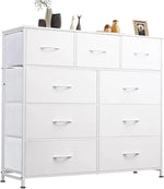 Load image into Gallery viewer, 9-Drawer Fabric Storage Dresser – Storage Cabinet for Bedroom or Living Room (White)
