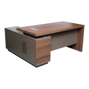 Modern Executive Office Table With Smart Wire Management - Brown & Grey-GCC Home Center