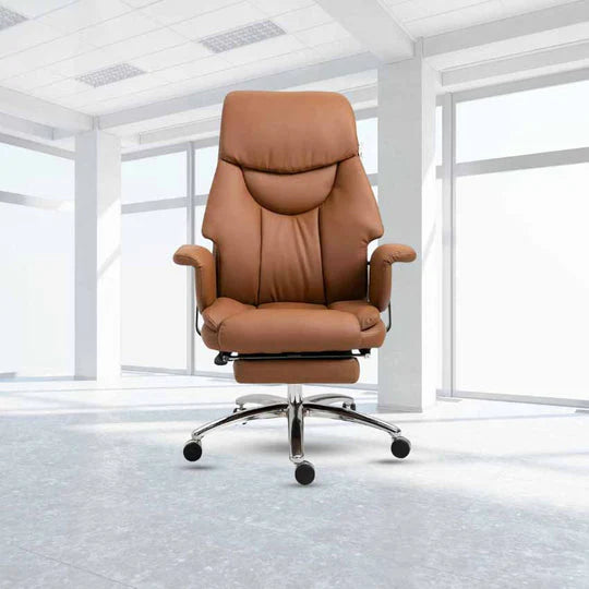 Ergonomic Office Chair, Luxurious PU Leather Chair - Brown