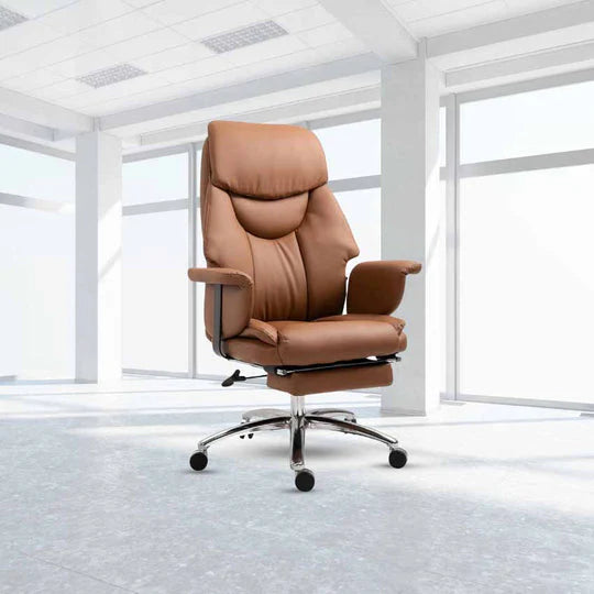 Ergonomic Office Chair, Luxurious PU Leather Chair - Brown