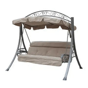 Outdoor Aluminum 3-Seater With Comfortable Cushion for Garden Balcony - Brown and Grey-GCC Home Center
