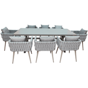Luxurious Aluminum Frame WPC 8-Seater Outdoor Dining Set with Cushions for Balcony and Backyard-GCC Home Center