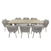 Luxurious Aluminum Frame WPC 8-Seater Outdoor Dining Set with Cushions for Balcony and Backyard-GCC Home Center