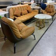 PU Leather Single Seater Office Sofa, Brown-GCC Home Center