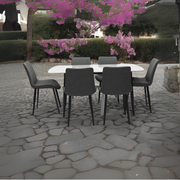 Modern 6-Seater Marble Dining Table with Stainless Steel Frame - Elegant Dining Room Furniture, 1+6 Set-GCC Home Center