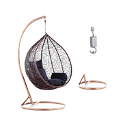 Outdoor Hanging Egg Chair with Stand - Weather-Resistant Rattan, Sturdy Steel Frame & All-Weather Cushions for Patio, Garden, or Indoor Use-GCC Home Center