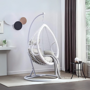 Nordic Style Hanging Swing Chair with Wicker Basket - Comfortable Outdoor Swing for Balcony, Garden, or Terrace (White)-GCC Home Center