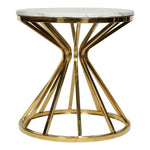 Load image into Gallery viewer, Round Marble Coffee Table with Gold Stainless Steel Base – White and Golden Color
