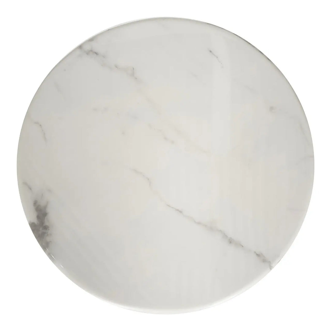 Round Marble Coffee Table with Gold Stainless Steel Base – White and Golden Color