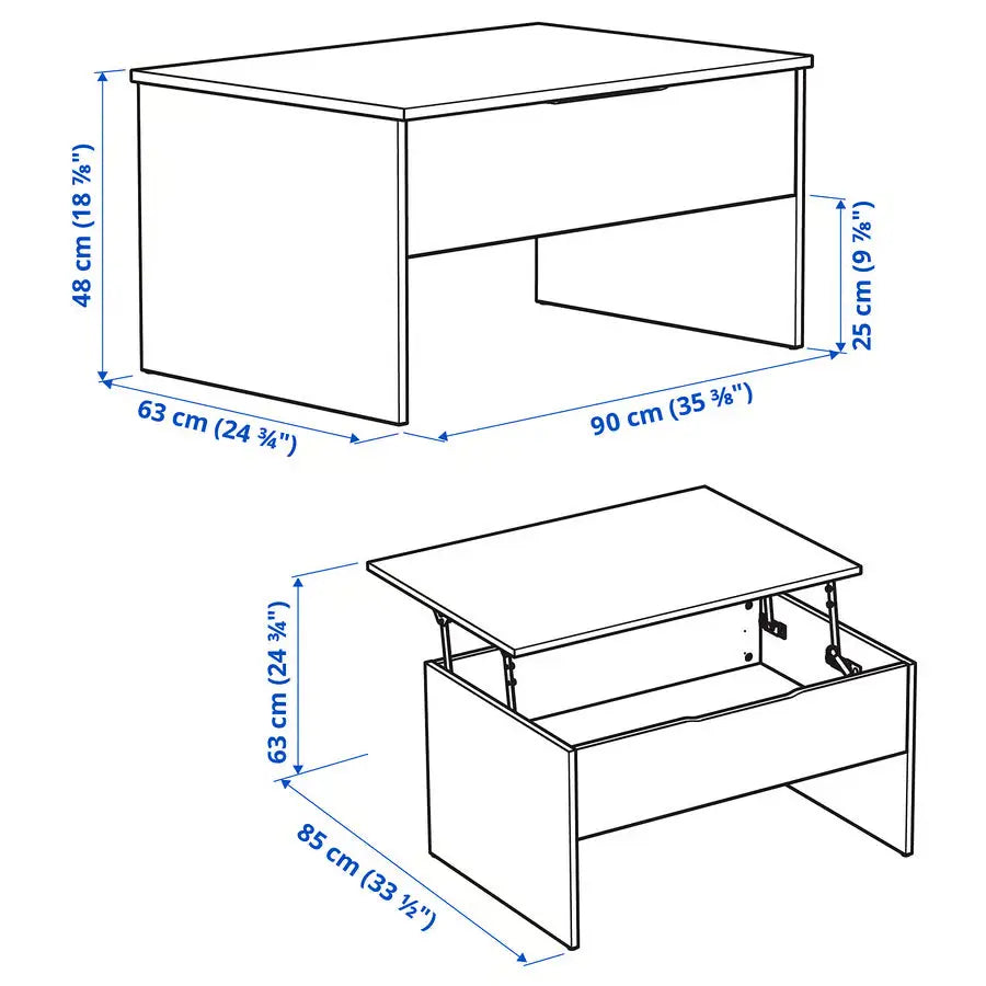 Adjustable Coffee Table, Black, 90 cm