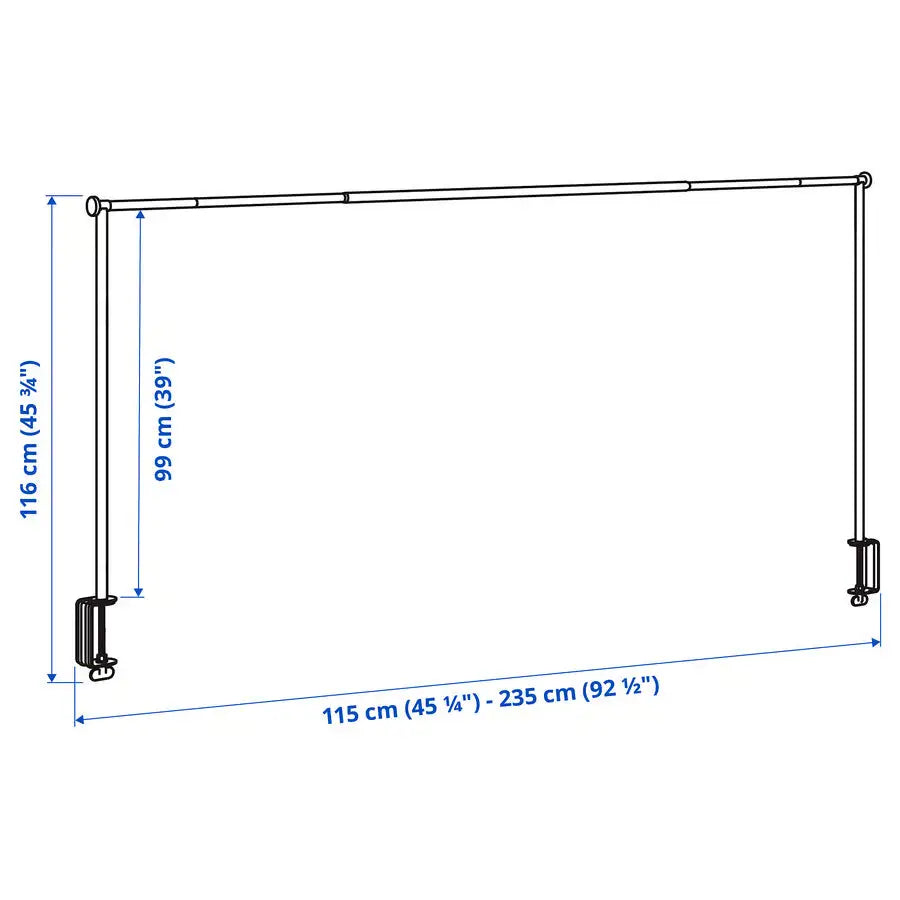 Adjustable Decorating Table Rod, Black (115–235 × 116 cm)