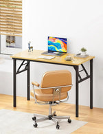 Load image into Gallery viewer, Adjustable Folding Desk No Install, Portable and Compact Computer Walnut Table Office Table for Home, Office, Study, Dining, Camping, Picnic, and BBQ (Yellow, 80 * 40 * 75cm)-GCC Home Center
